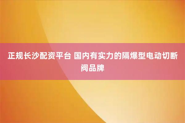 正规长沙配资平台 国内有实力的隔爆型电动切断阀品牌